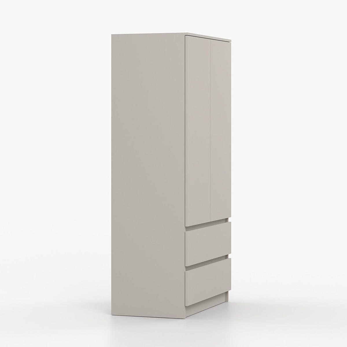 DREHTÜRENSCHRANK SOLO 2D2S II 90 cm Kaschmir/Kaschmir, 2-türig, zwei Schubladen, grifflos - Kaschmir, Holzwerkstoff (90/180/50cm) - imoebel24