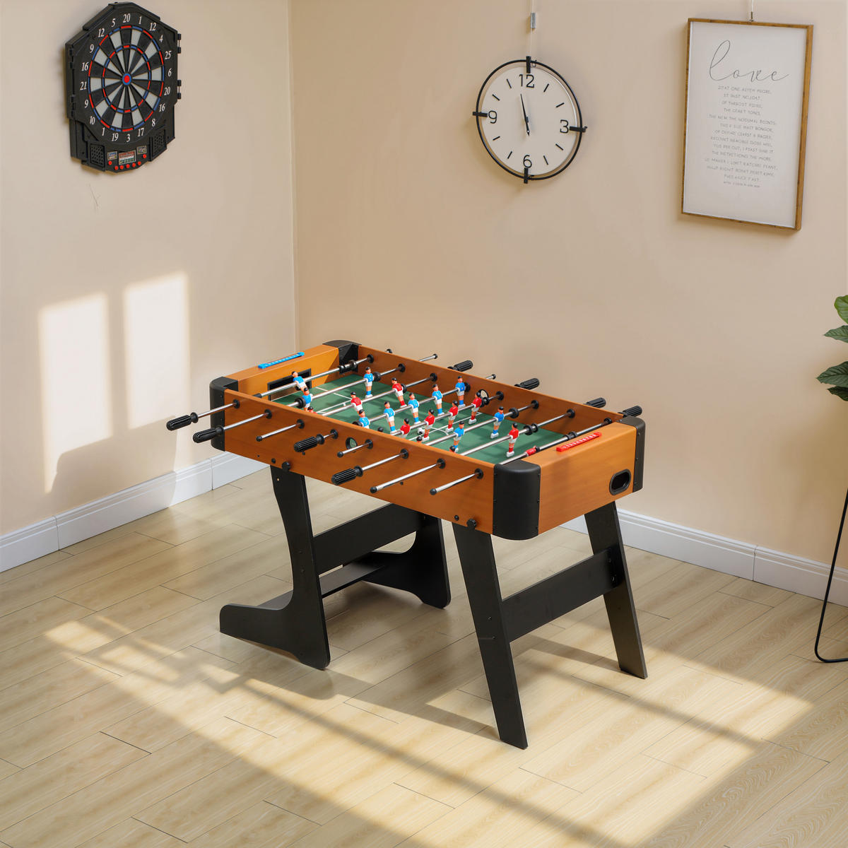 TISCHFUSBALL DE-18855 22 Spieler, 2 Bälle, 8 Stangen Braun - Braun, Holzwerkstoff (107.5/118cm) - ComfortXL