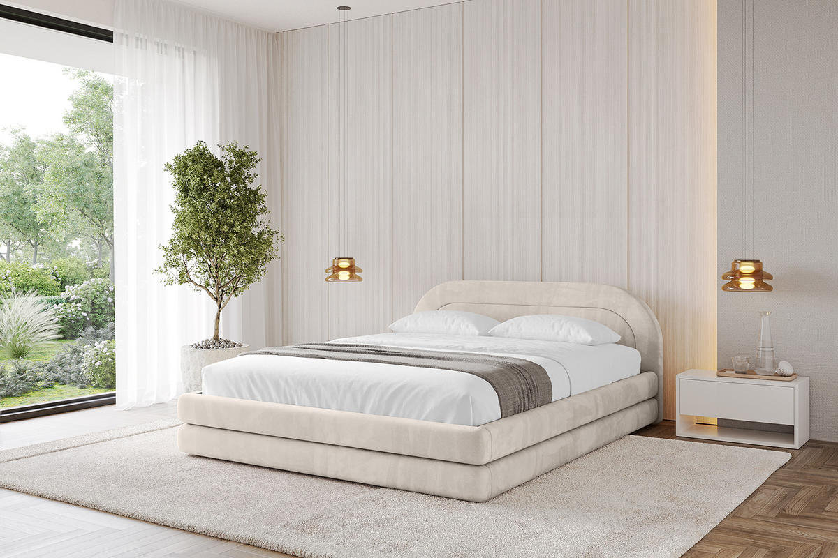 POLSTERBETT mit Bettkasten und Lattenrost, Bett mit Matratze H3/H4 - LERIS-v1 180x200 Beige - Beige, Holzwerkstoff/Textil (180/200cm) - ALTDECOR