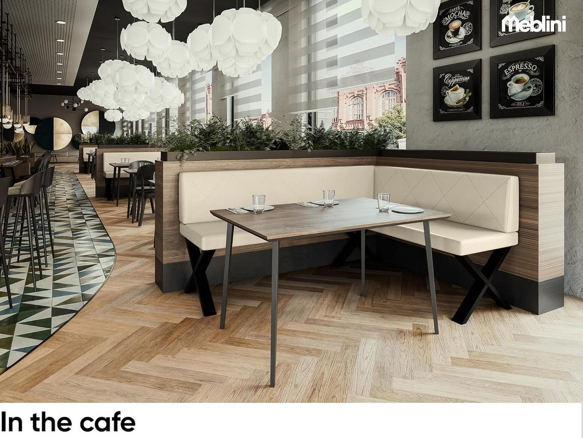 ECKBANK ERIC_X - Creme, Leder (128/168cm) - Meblini