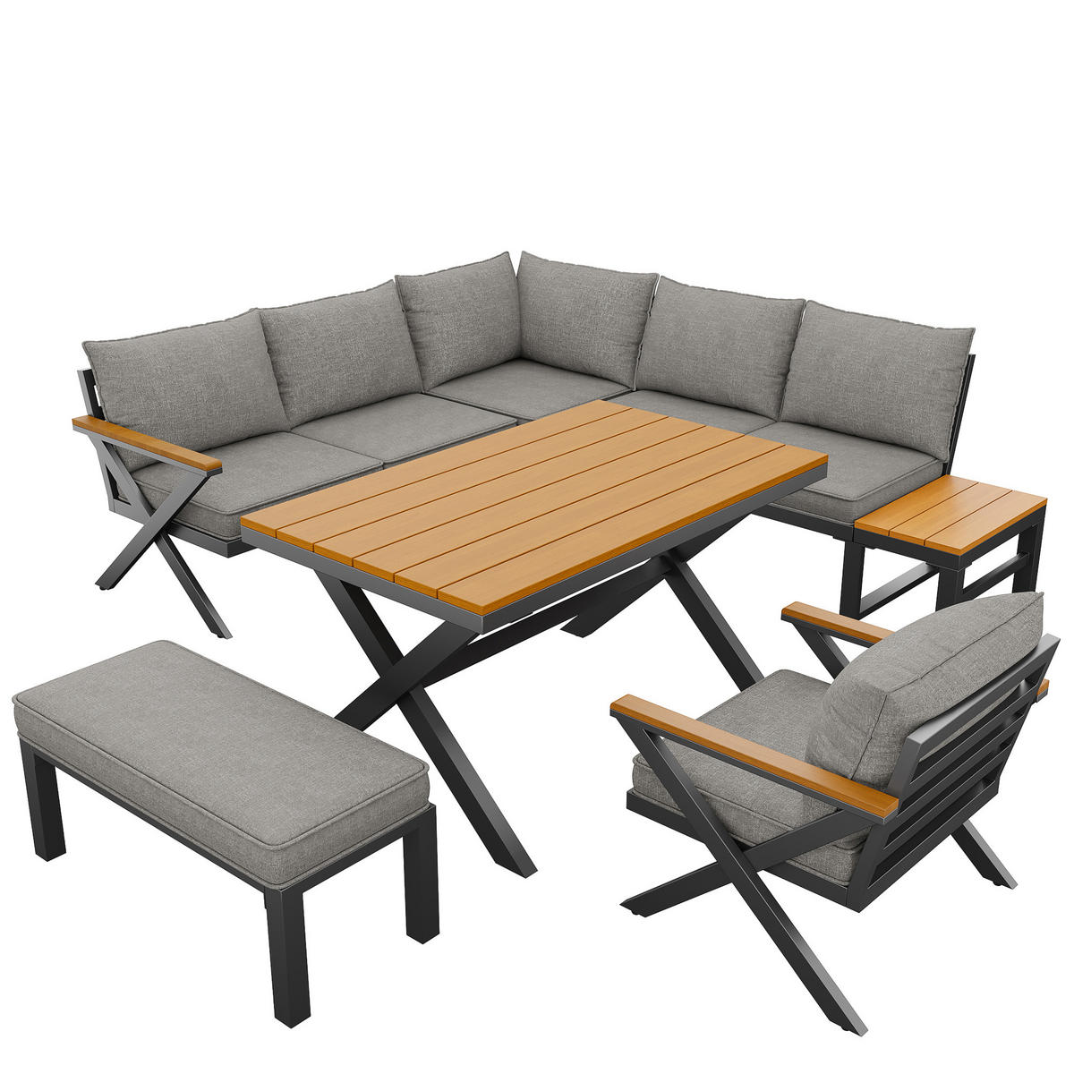 LOUNGE-GRUPPE X-Design Grau/Beige - Grau, Metall - ComfortXL