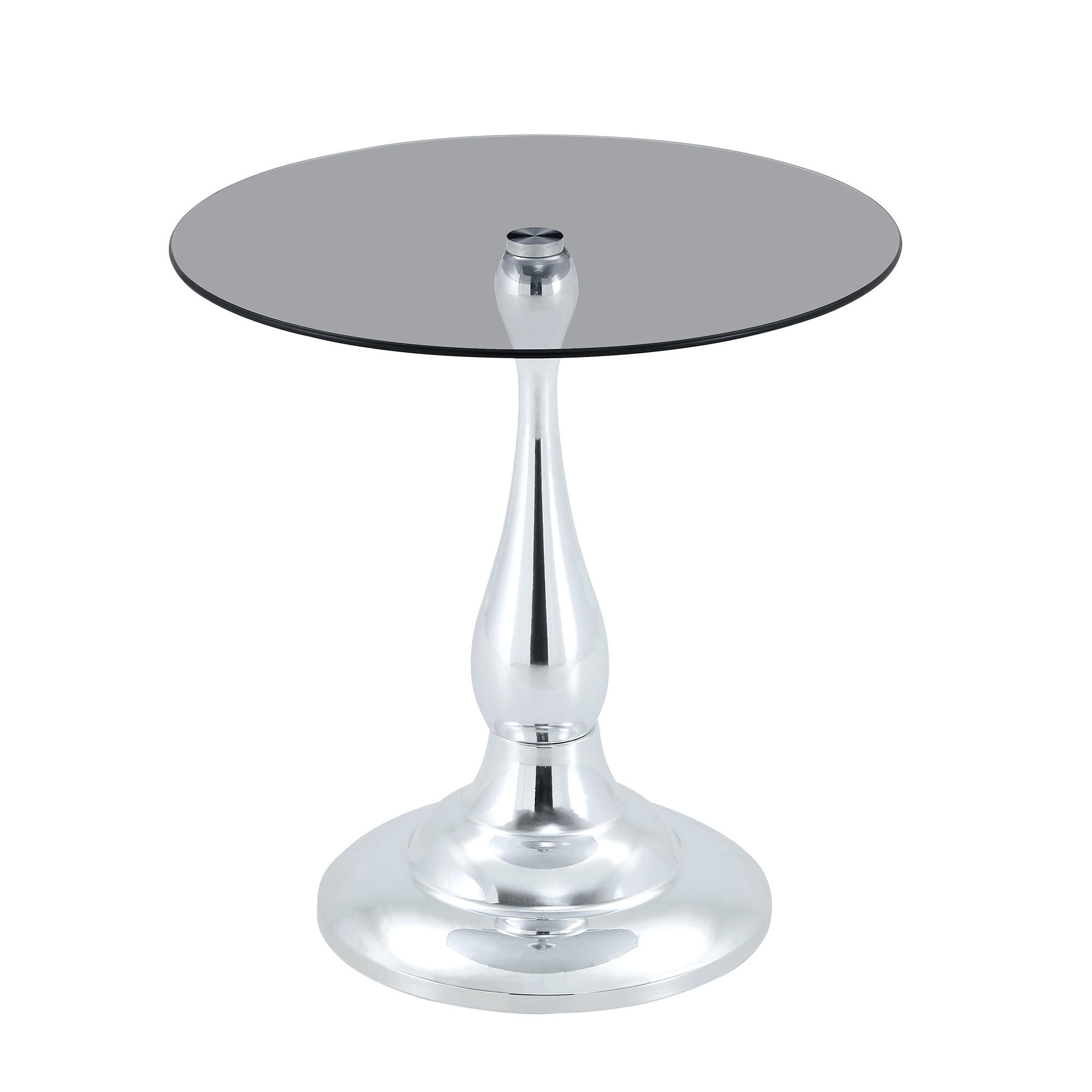 BEISTELLTISCH DE-37360 rund mit Glasplatte und geschwungenem Sockel Silber - Silberfarben, Metall (50/50/51.5cm) - ComfortXL