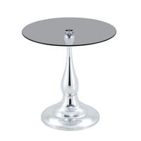 BEISTELLTISCH DE-37360 rund mit Glasplatte und geschwungenem Sockel Silber - Silberfarben, Metall (50/50/51.5cm) - ComfortXL