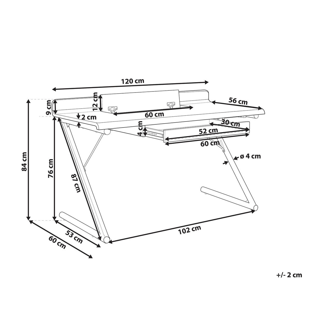 SCHREIBTISCH weiß/heller Holzfarbton 120/60/84 cm Focus - Weiß, Holzwerkstoff (60/120/84cm) - Beliani