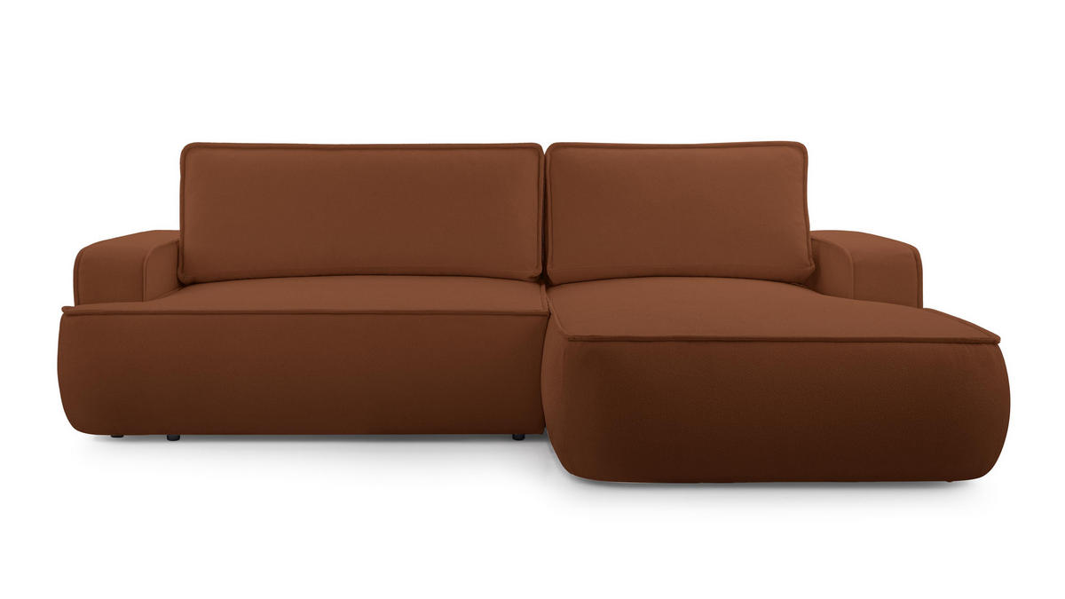 ECKSOFA L Form Ablia Ziegelrot 267/168/87 cm mit Schlaffunktion R - Dunkelorange/Schwarz, Kunststoff/Textil (267/168cm) - AX Living