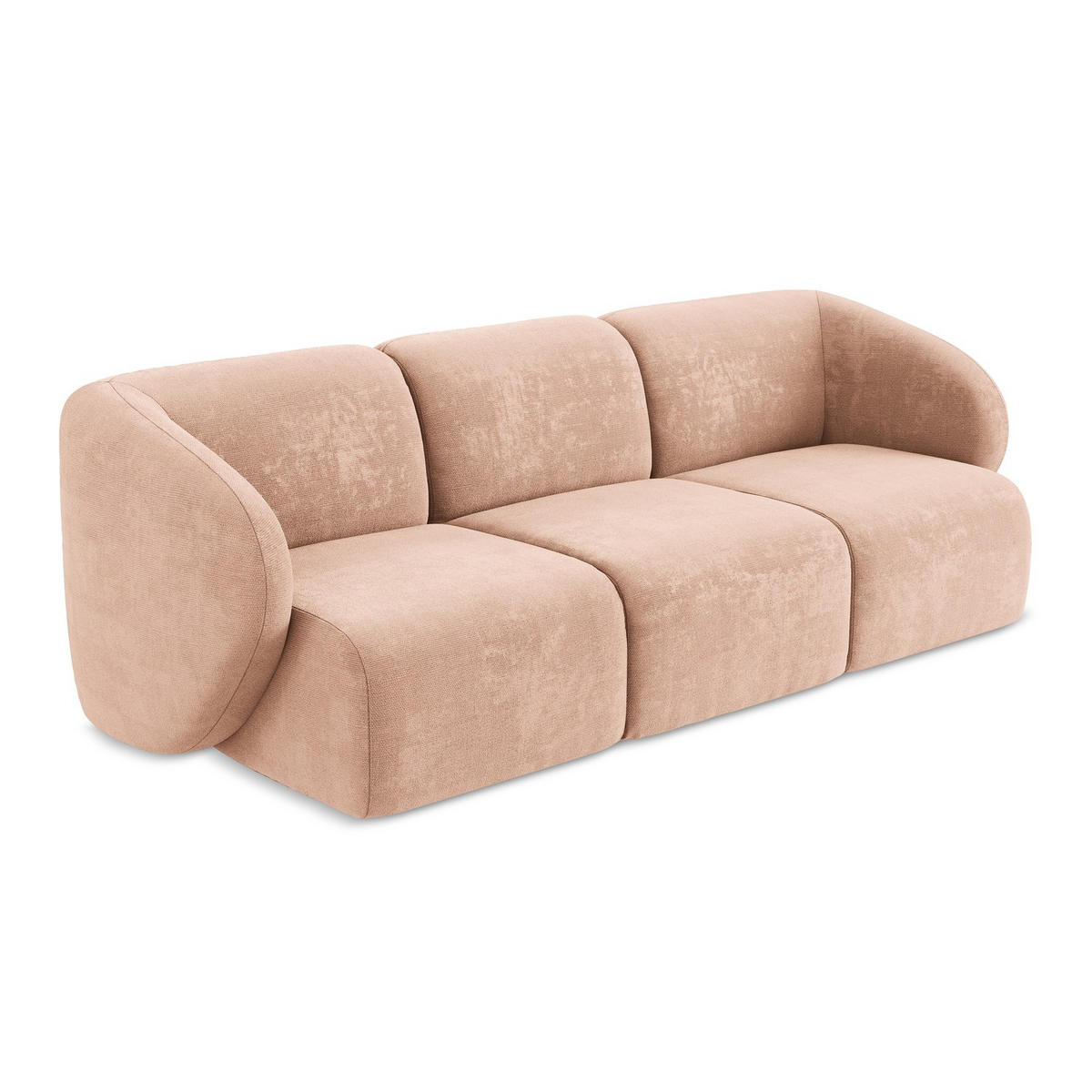 3-SITZER SOFA Chenille Stoff Pink - Koralle/Schwarz, Holzwerkstoff/Kunststoff (244/75/94cm) - LaMiaSofa