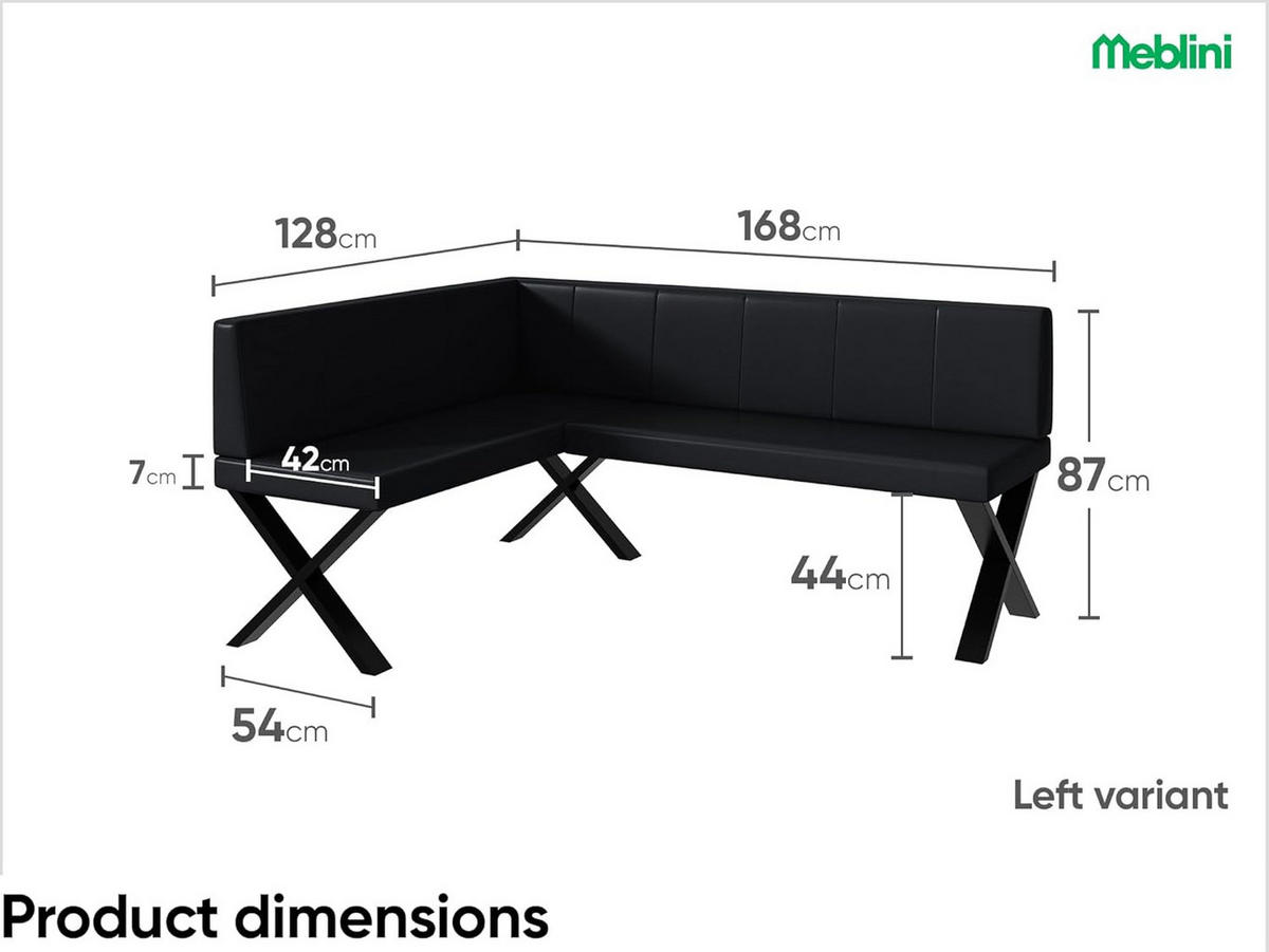 ECKBANK PETER_X - Schwarz, Leder (128/168cm) - Meblini