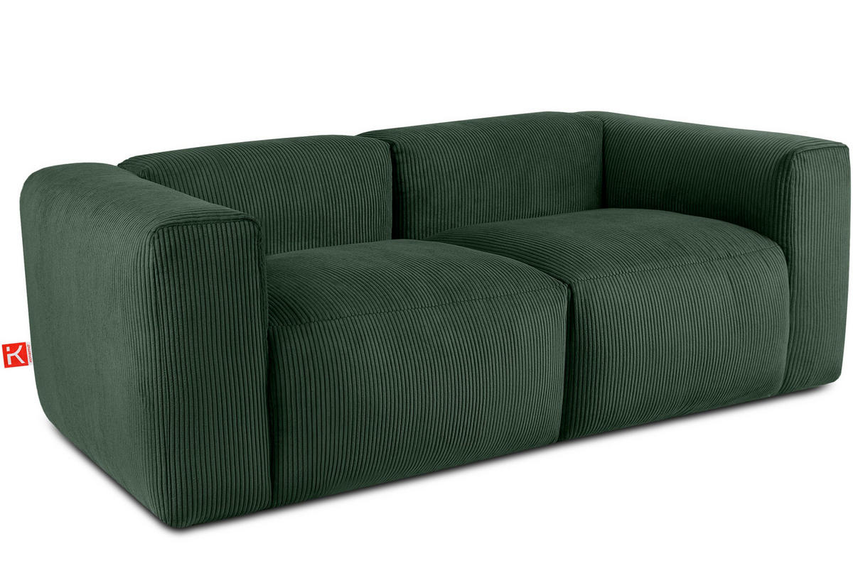 2-SITZER-MODULSOFA BUFFO mit extrem weicher und bequemer Sitzfläche, Kordstoff, dunkelgrün - Dunkelgrün, Textil (210/73/96cm) - KONSIMO®