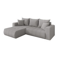 ROHOVÁ SEDAČKA s funkcí spaní, otoman vlevo MILA-L 277x194x86 světle šedá bouclé - černá/stříbrná, kompozitní dřevo/textil (277/194cm) - ALTDECOR