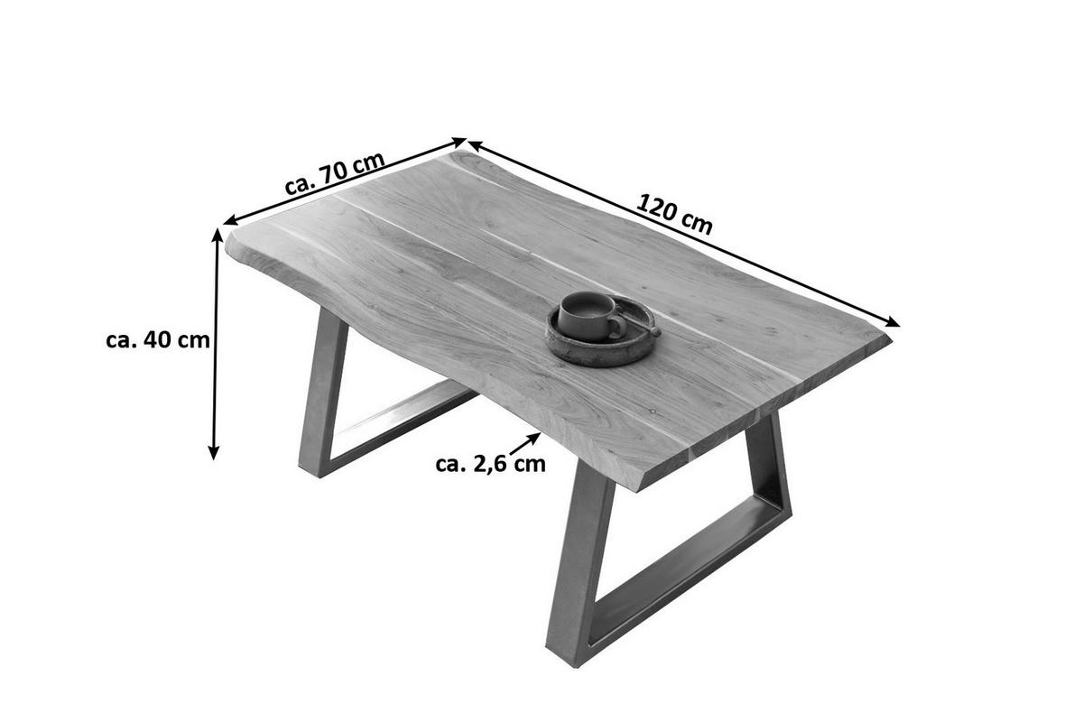 COUCHTISCH MATTEO - Beige/Silberfarben, Holz/Metall (70/120/40cm) - SAM