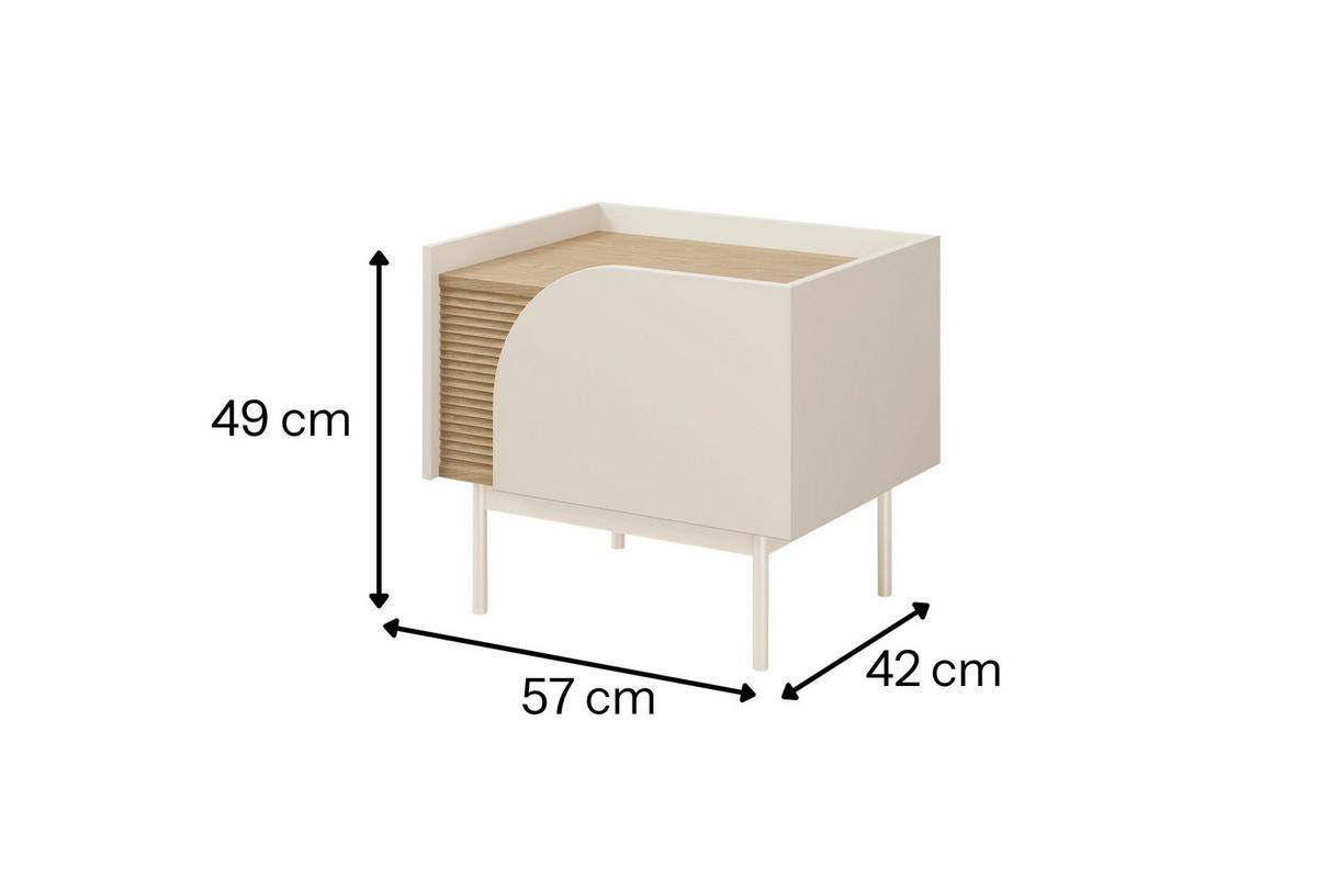 NACHTTISCH CARLO 13 57/49/42 cm in Macadamia / Frühlingseiche links - Kaschmir, Holzwerkstoff (57/49/42cm) - Deine Möbel 24
