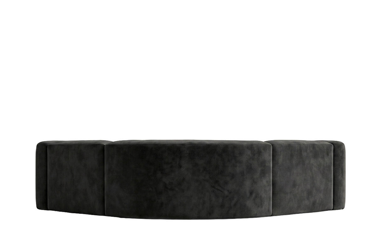 ECKSOFA Modulares, Corner Mini, Velvet-Stoff Bluvel, Schwarz, GRETA - Schwarz, Holz (190/190cm) - Kaiser Möbel