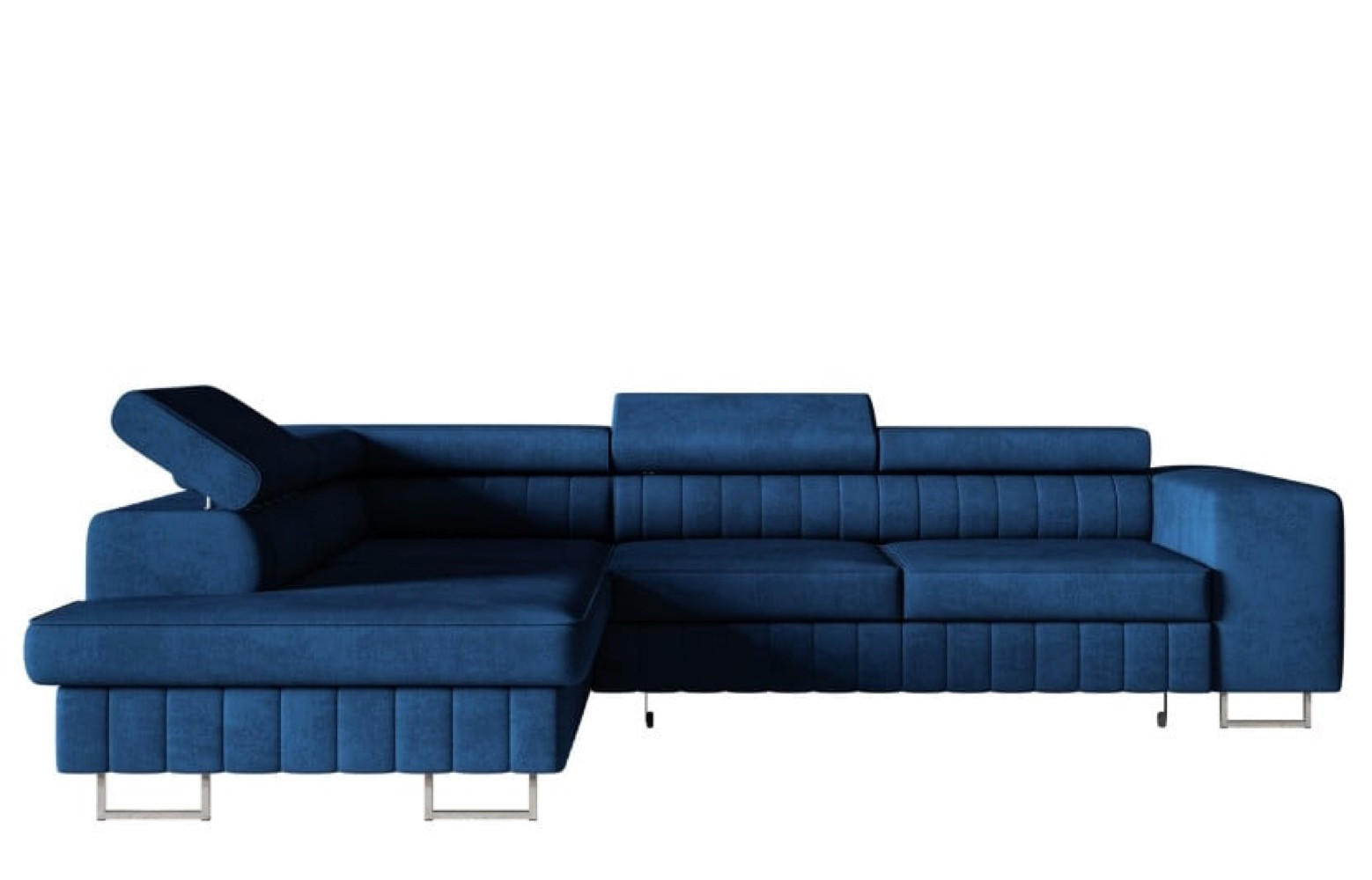ECKSOFA Kronos Granatblau Silberne Beine Links - Dunkelblau, Textil (274/203cm) - Sepro Meble