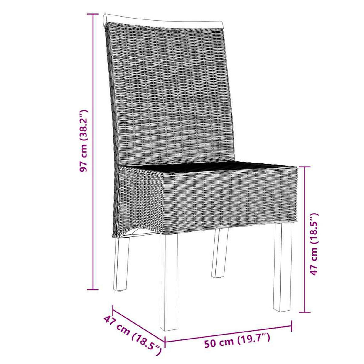 ESSZIMMERSTUHL für den Außenbereich, 4er set, 47/50/97 cm, aus Mango und Rattan, in Braun - Braun, Naturmaterialien/Holz (50/97/47cm) - vidaXL