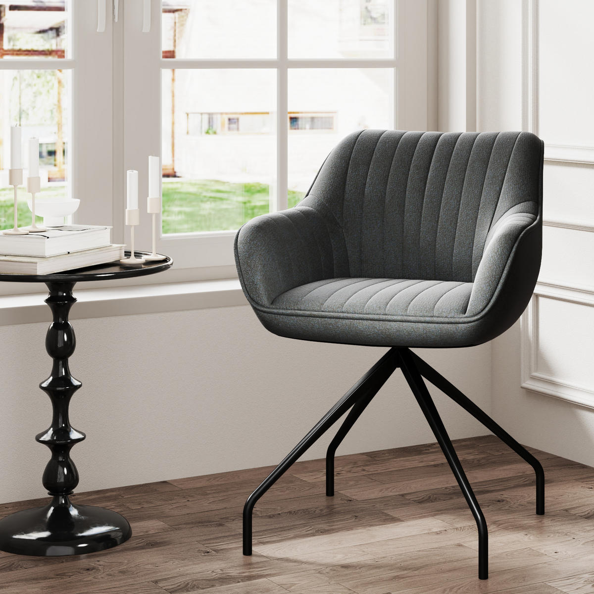 DREHBARER Armstuhl - Dunkelgrau, Kunststoff (62/81/61cm) - HOMCOM