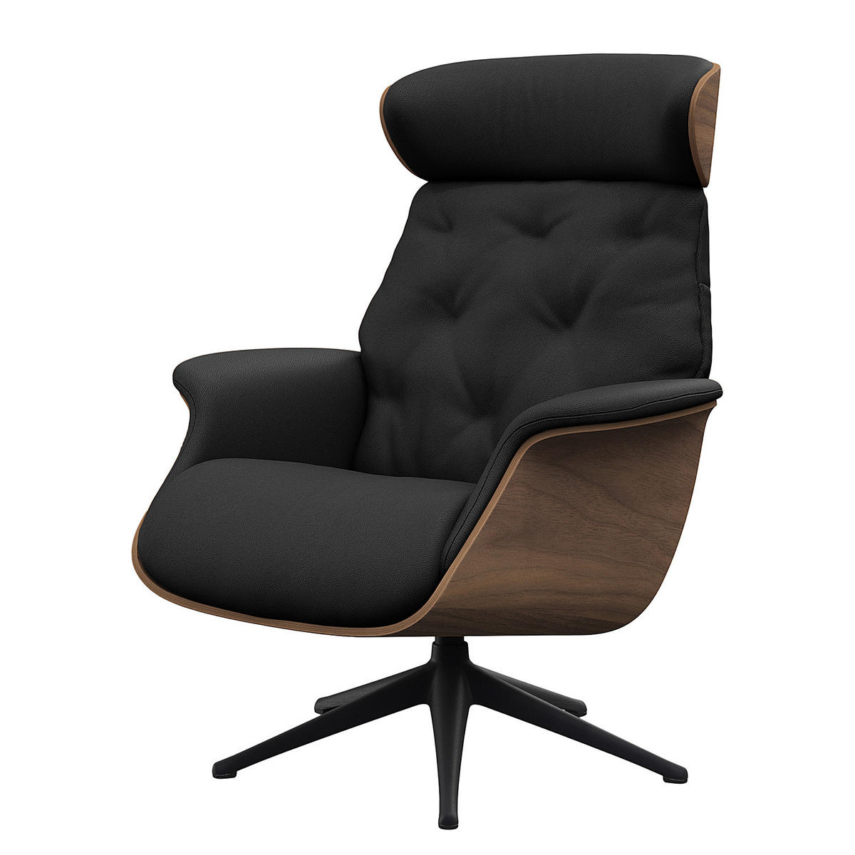 RELAXSESSEL - Echtleder - Schwarz, Leder/Metall (83/110/83cm) - home24