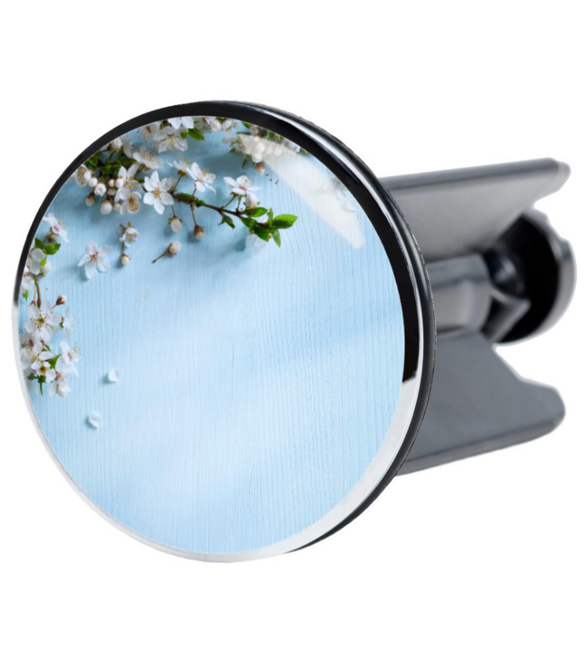 WASCHBECKENSTÖPSEL Sakura - Blau/Weiß, Kunststoff/Metall (4/7/7cm) - Sanilo