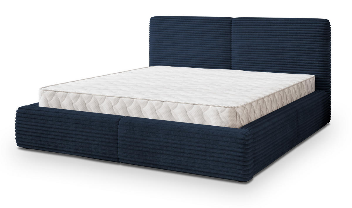 POLSTERBETT FELURO 160x200 cm mit Bettkästen - Blau - Blau, Holz (160/200cm) - MASSENO