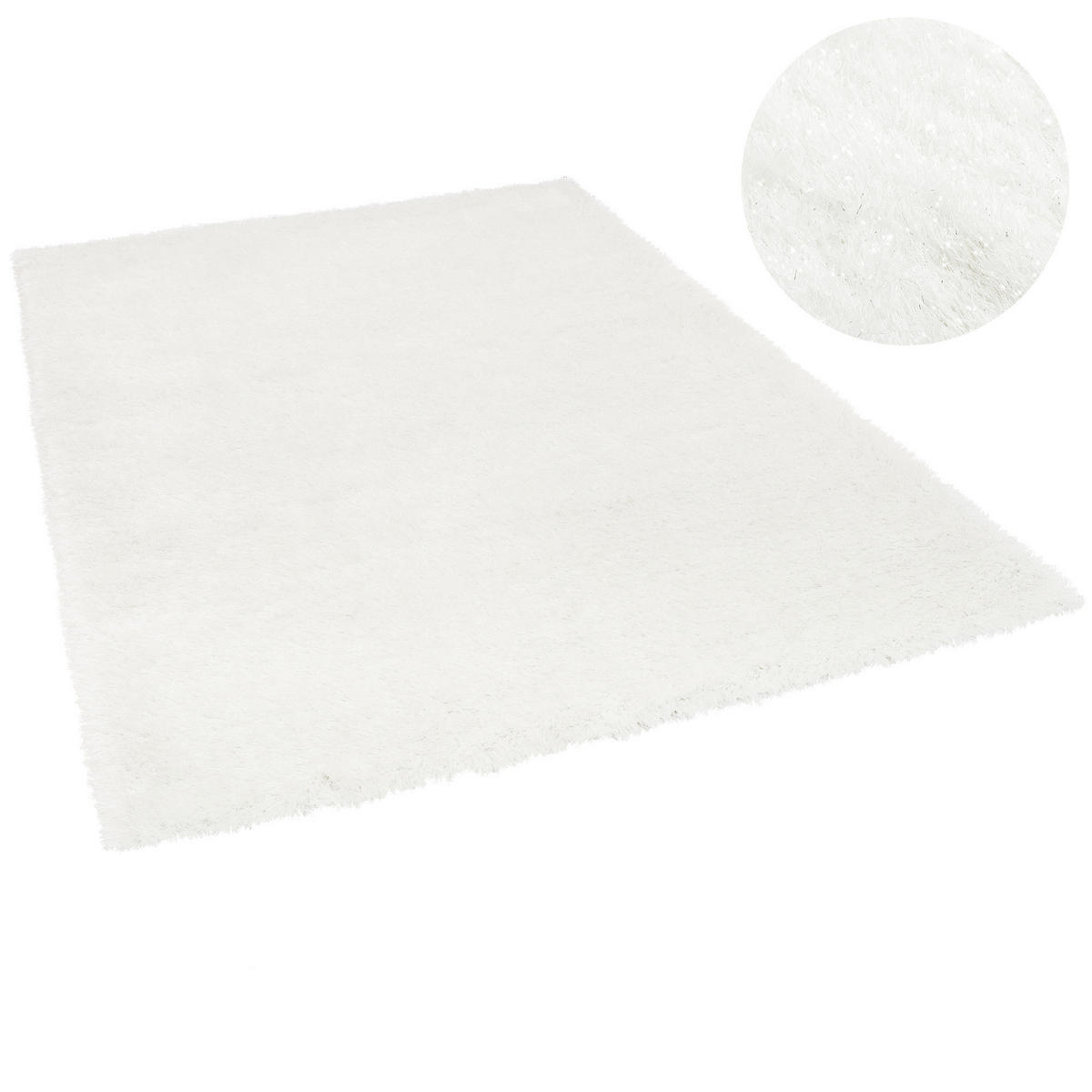 HOCHFLOR LANGFLOR SHAGGY TEPPICH GLOW - Weiß, Textil (80/150cm) - Pergamon