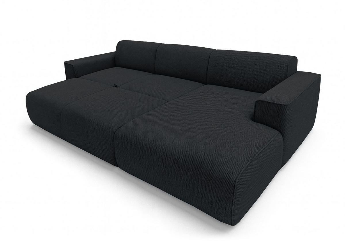 ECKSOFA L Form Ruyam Dunkelgrau 310/165/78 cm – Schlaffunktion Rechts - Schwarz, Kunststoff/Textil (310/170cm) - AX Living