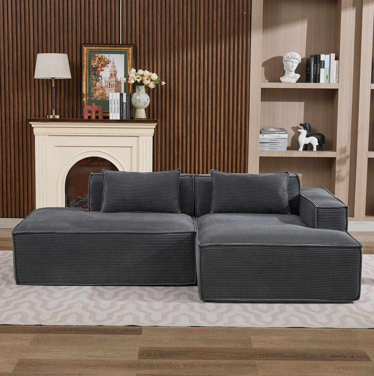 SOFA kompaktes Design 235 cm Polyester Grau - Grau, Textil (129/235cm) - Meubliv