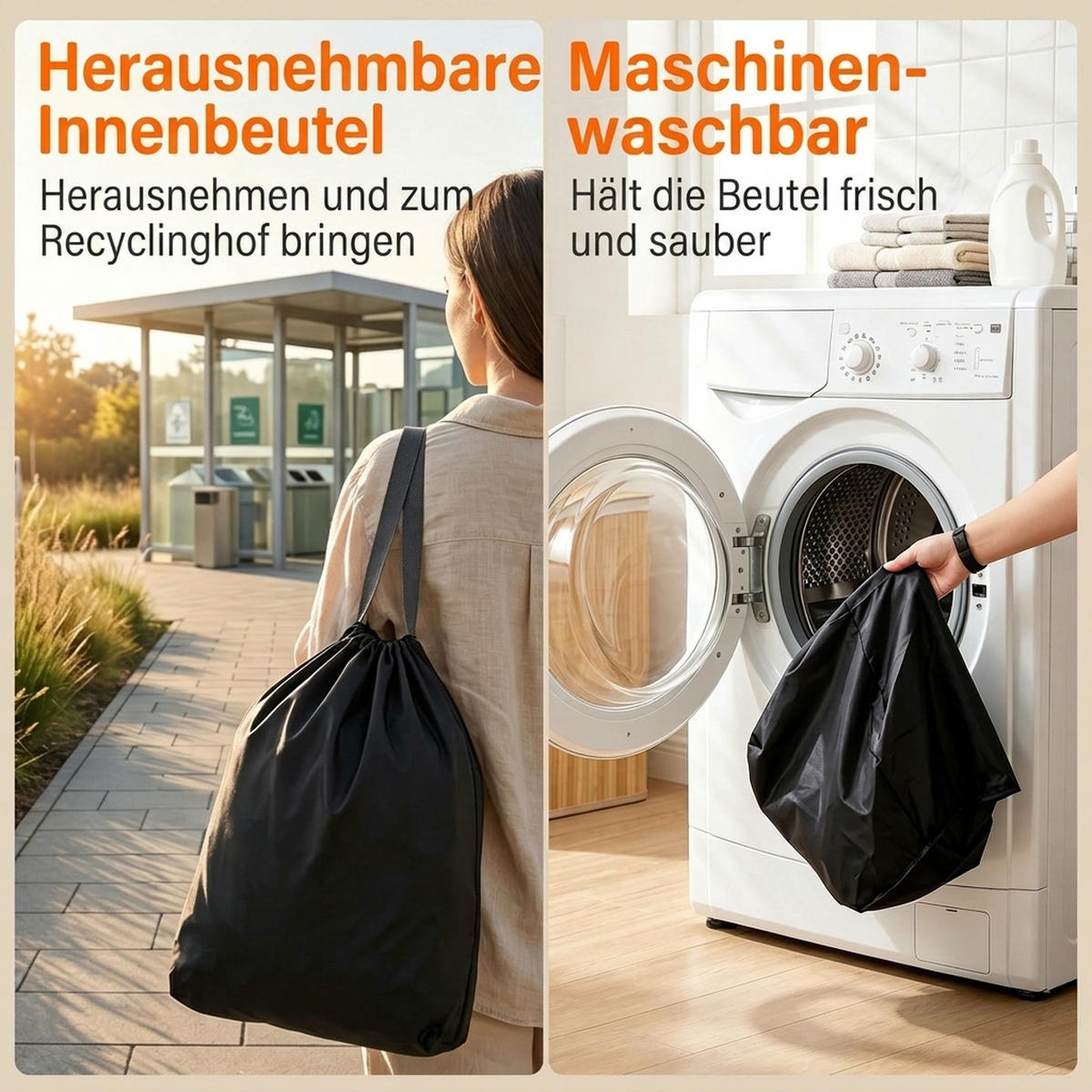 PFANDFLASCHEN-SAMMELBEHÄLTER Polyester Bambus Naturholz - Naturfarben, Holz (41/60/62cm) - HOMCOM
