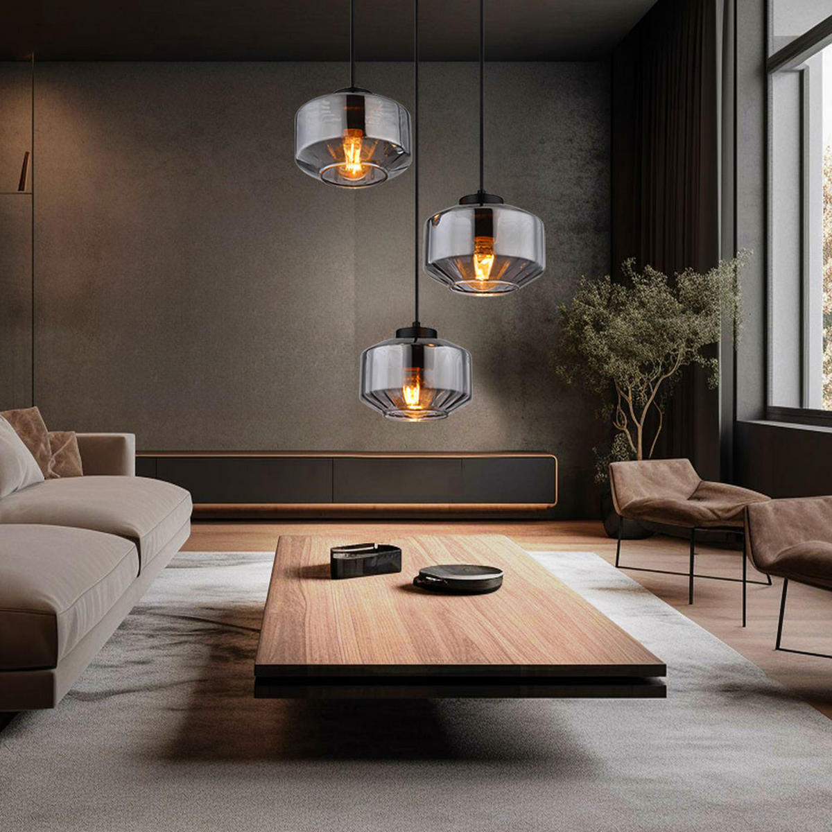 HÄNGELEUCHTE Metall Glas Schwarz - Schwarz, Glas (40/40/120cm) - Globo Lighting