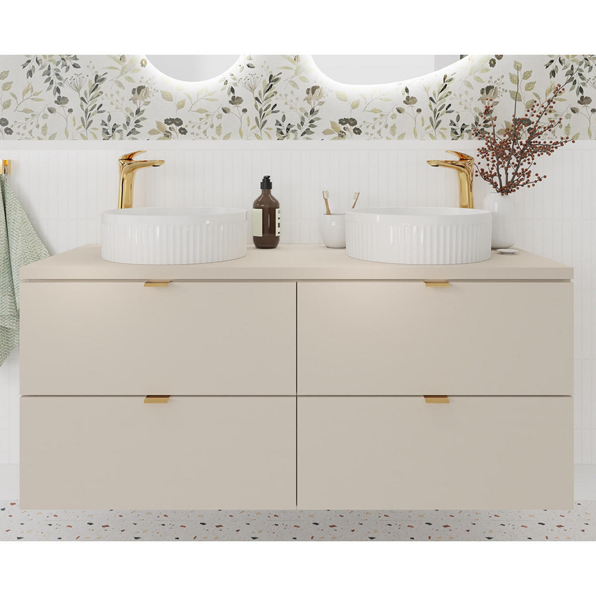 WASCHTISCH Durango-56 - Beige, Holzwerkstoff (120/65/47cm) - Lomado