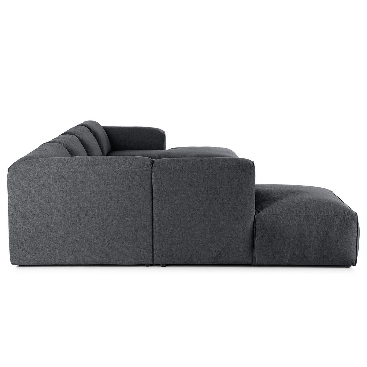 WOHNLANDSCHAFT mit Longchair - Schwarz/Grau, Kunststoff/Textil (325/71/235cm) - home24