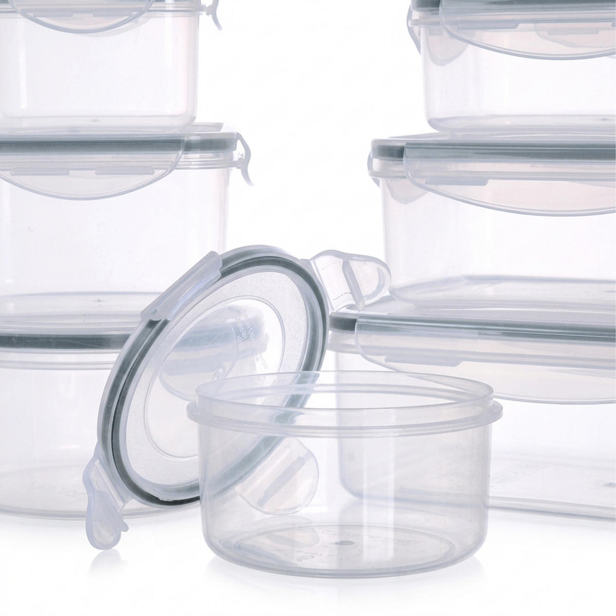 FRISCHHALTEDOSE Transparent 19-tlg.-Set luftdicht - Transparent, Kunststoff - Relaxdays