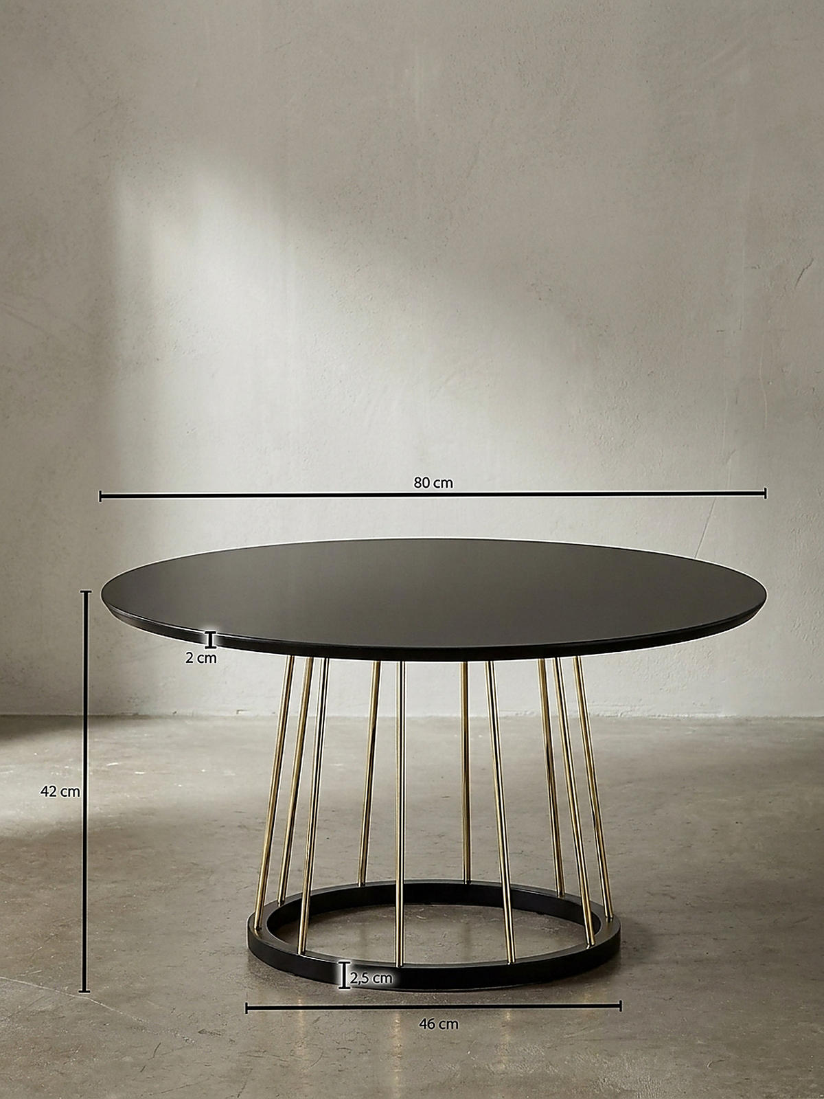 COUCHTISCH Schwarz Gold, Metall mit großer Ablagefläche, elegantes Design - Goldfarben/Schwarz, Holz/Metall (80/80/42cm) - KADIMA DESIGN