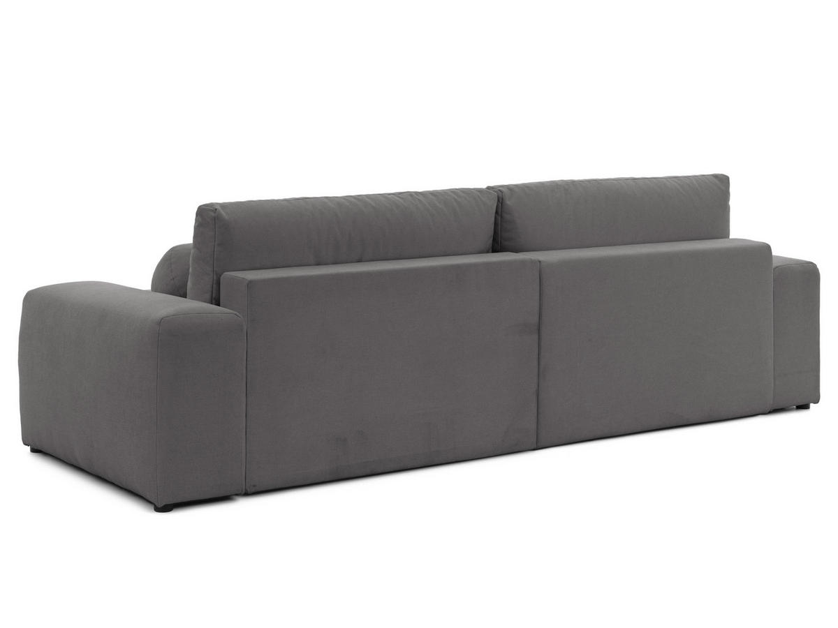 ECKSOFA Puffy mit Schlaffunktion und Bettkasten - besonders weich und puffig aus Taupe Webstoff - Ottomane rechts - Taupe/Schwarz, Holz/Kunststoff (266/138cm) - S-Style Möbel