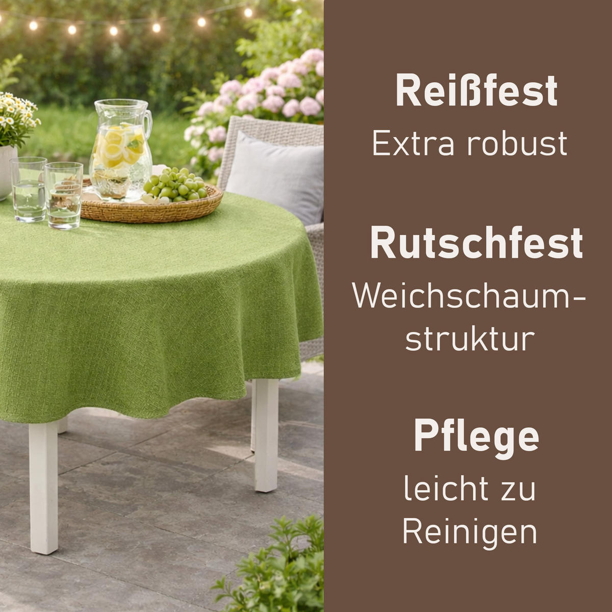 TISCHDECKE Garten Weichschaum Ø160cm - Hellgrün - Hellgrün, Kunststoff (160/160cm) - Bestlivings