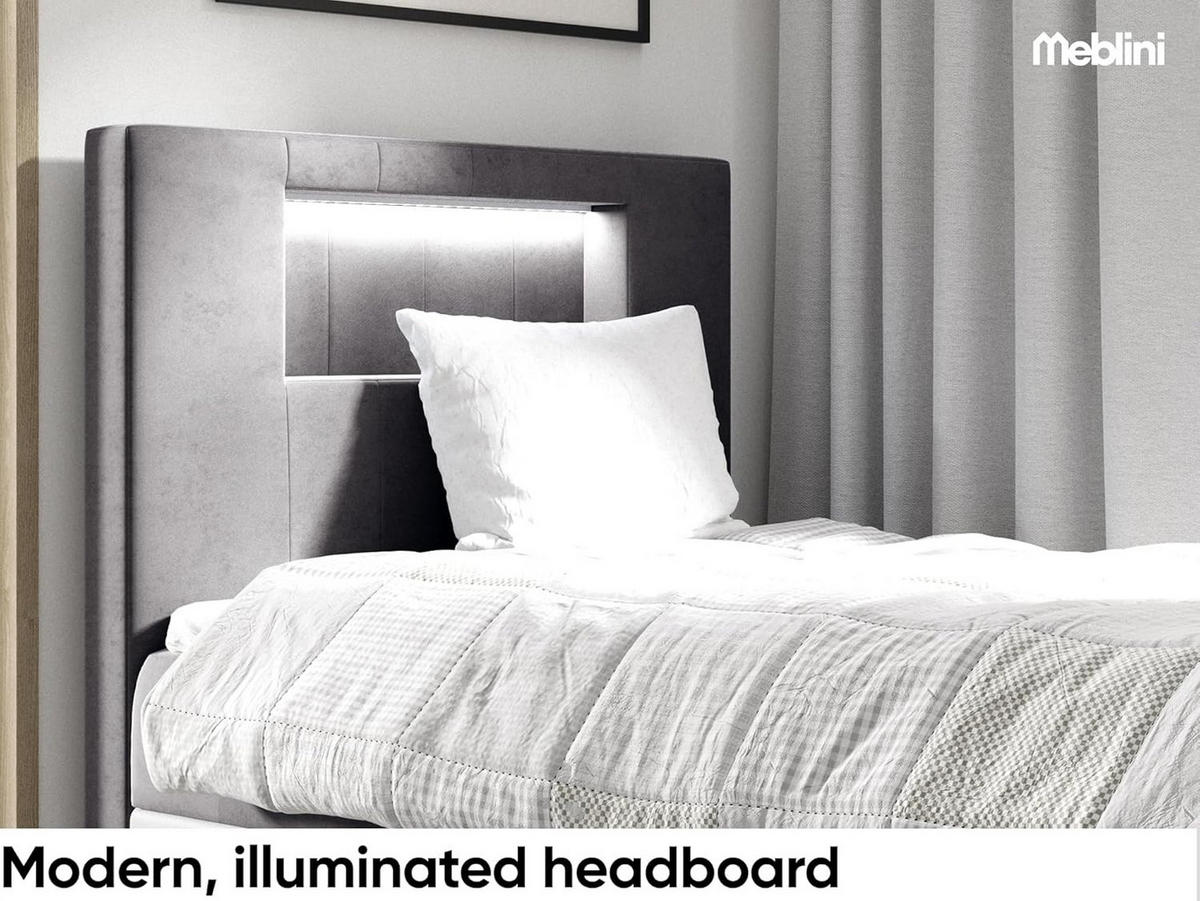 KINDERBETT GARETH 1 - Dunkelgrau/Weiß, Holzwerkstoff (102/212cm) - Meblini