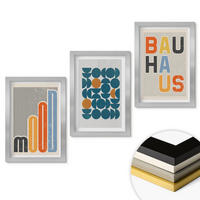 WANDBILDER 3er Set - 20x30 cm Silberner Rahmen - Geometrische Muster im Bauhaus-Stil - Silberfarben, Kunststoff (20/30cm) - ArtPrintCave