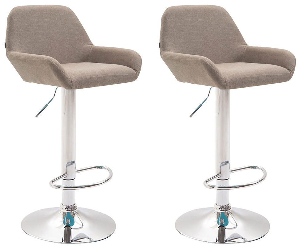 BARHOCKER 2er-Set DUBLIN Taupe Stoff Chrom - Taupe, Textil/Metall (51/89/52cm) - DELUKE