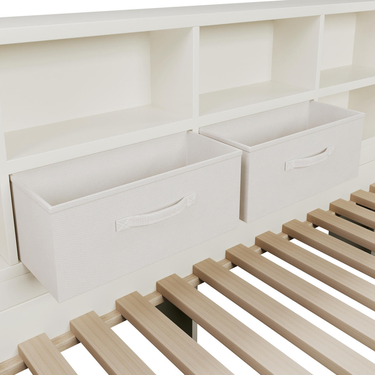 AUSZIEHBETT 90/190 cm DE-00789, in Weiß, USB-C und 3 Ablageflächen - Weiß, Holz (90/190cm) - ComfortXL