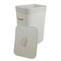 WÄSCHEKORB Bambus Weiß mit Deckel 60x40x30 cm - Weiß, Holz (40/60/30cm) - Begryf