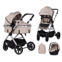 KOMBIKINDERWAGEN Pearl 3 in 1 hellbraun umbaubar Babyschale Wickeltasche Fußsack - Braun, Metall (75/65/104cm) - Chipolino