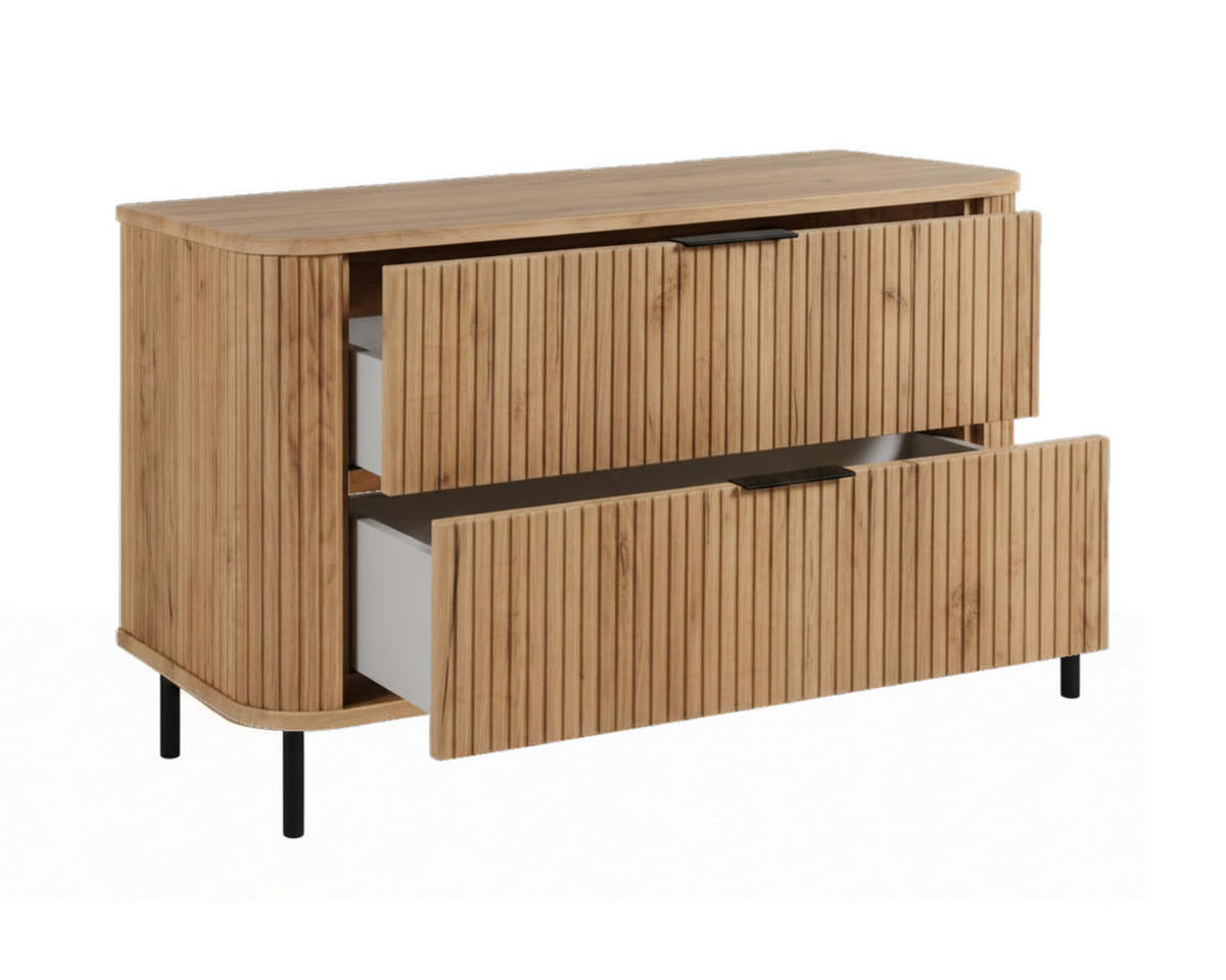 BADEZIMMERSCHRANK : Farbe Eiche Craft, Griff schwarz, Füße schwarz, 100 x 41,5 x 66,7 cm - Eichefarben/Schwarz, Holzwerkstoff (100/66.7/41.5cm) - 3XE LIVING