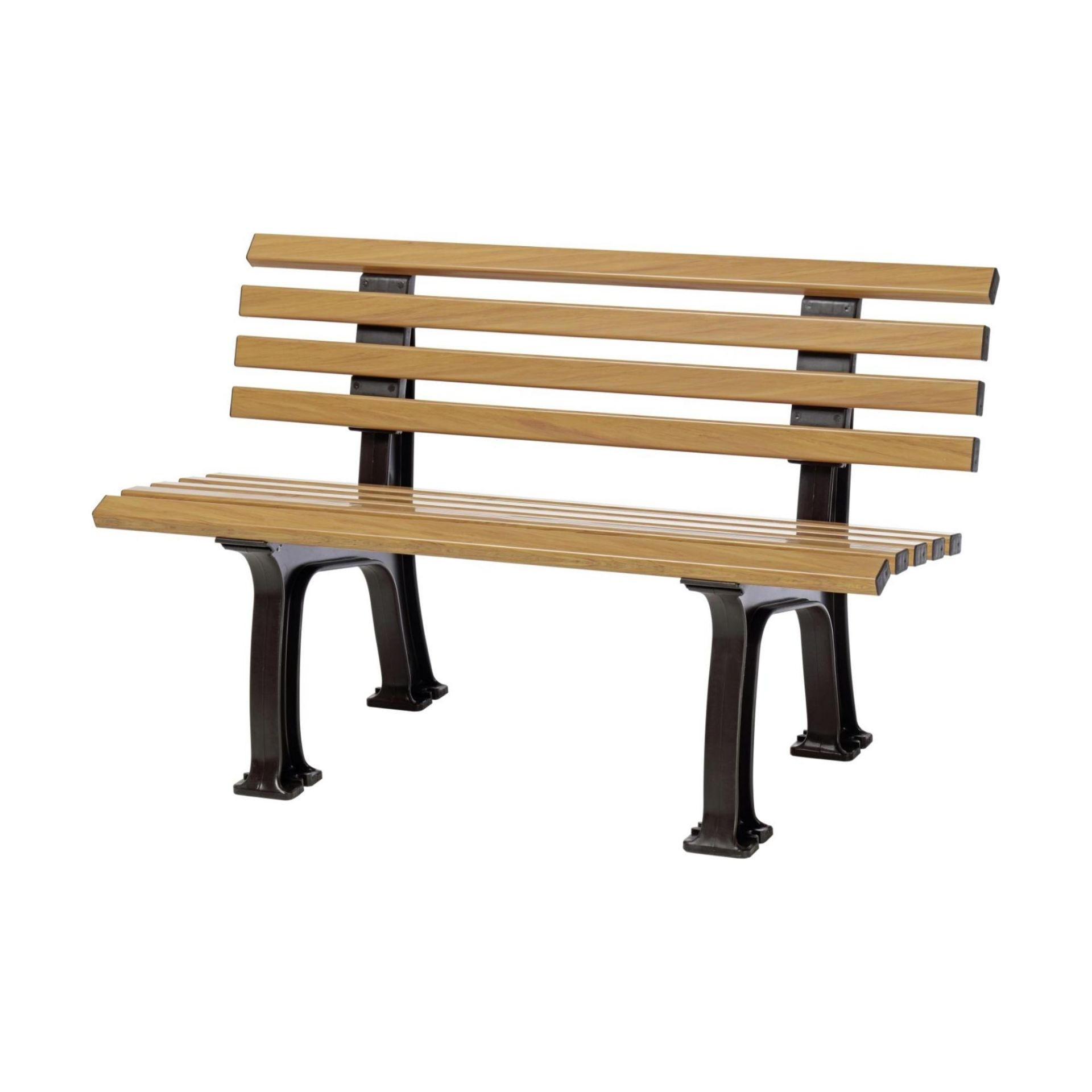 GARTENBANK Antigua 2 Sitzer Holzoptik 74 x 120 x 54 cm Witterungskunststoff & UV Beständiger Kunststoff - Beige, Kunststoff (120/74/54cm) - PROREGAL