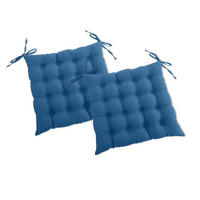 SITZKISSEN 2er Set 16-Punkt türkis 40/40 cm mit Steppung und Halte-Bändern - Türkis, Textil (40/40/4cm) - wometo