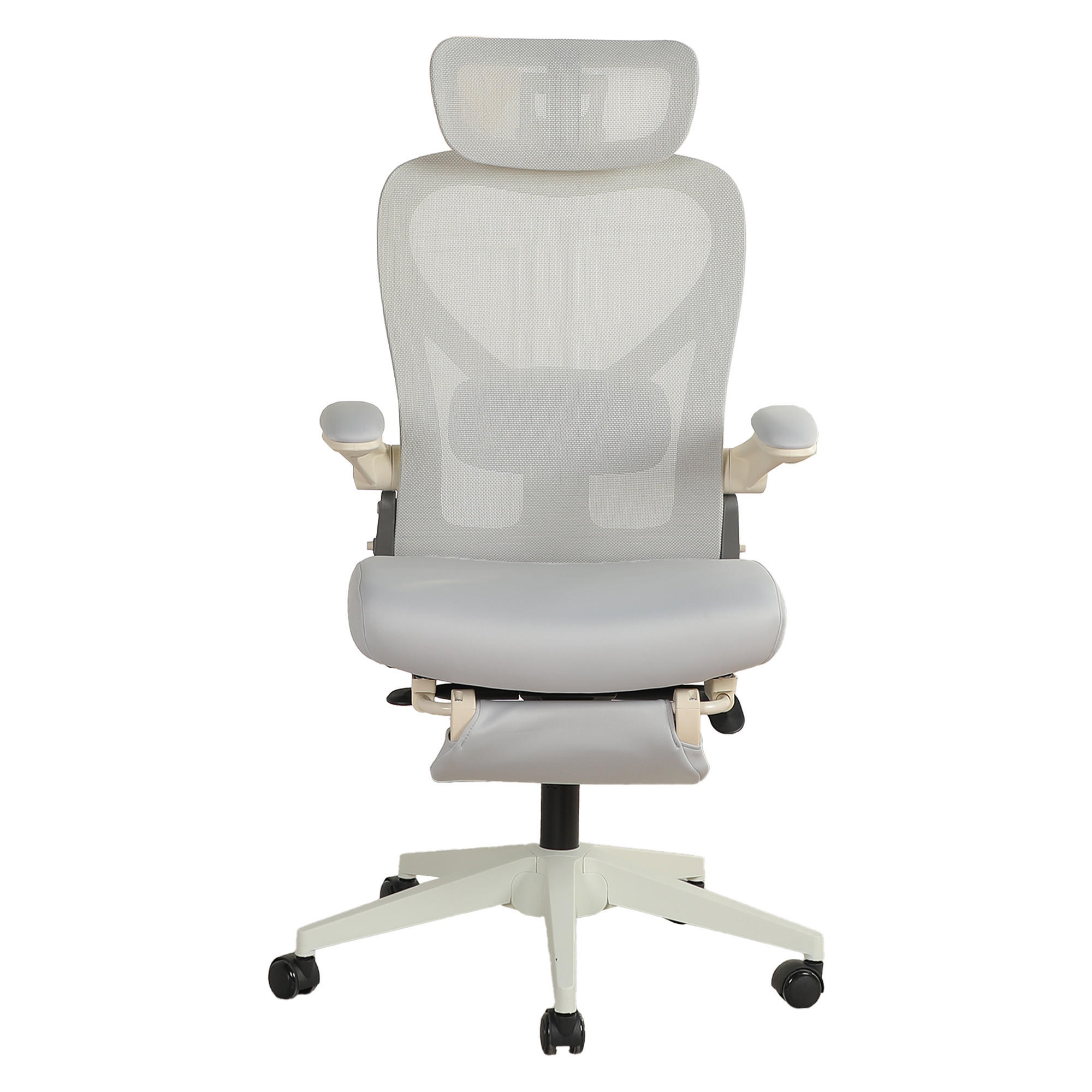DREHSTUHL DE-40943 mit klappbarer Rückenlehne und 3D-Kopfstütze Grau - Grau, Metall (62/129/48.5cm) - ComfortXL