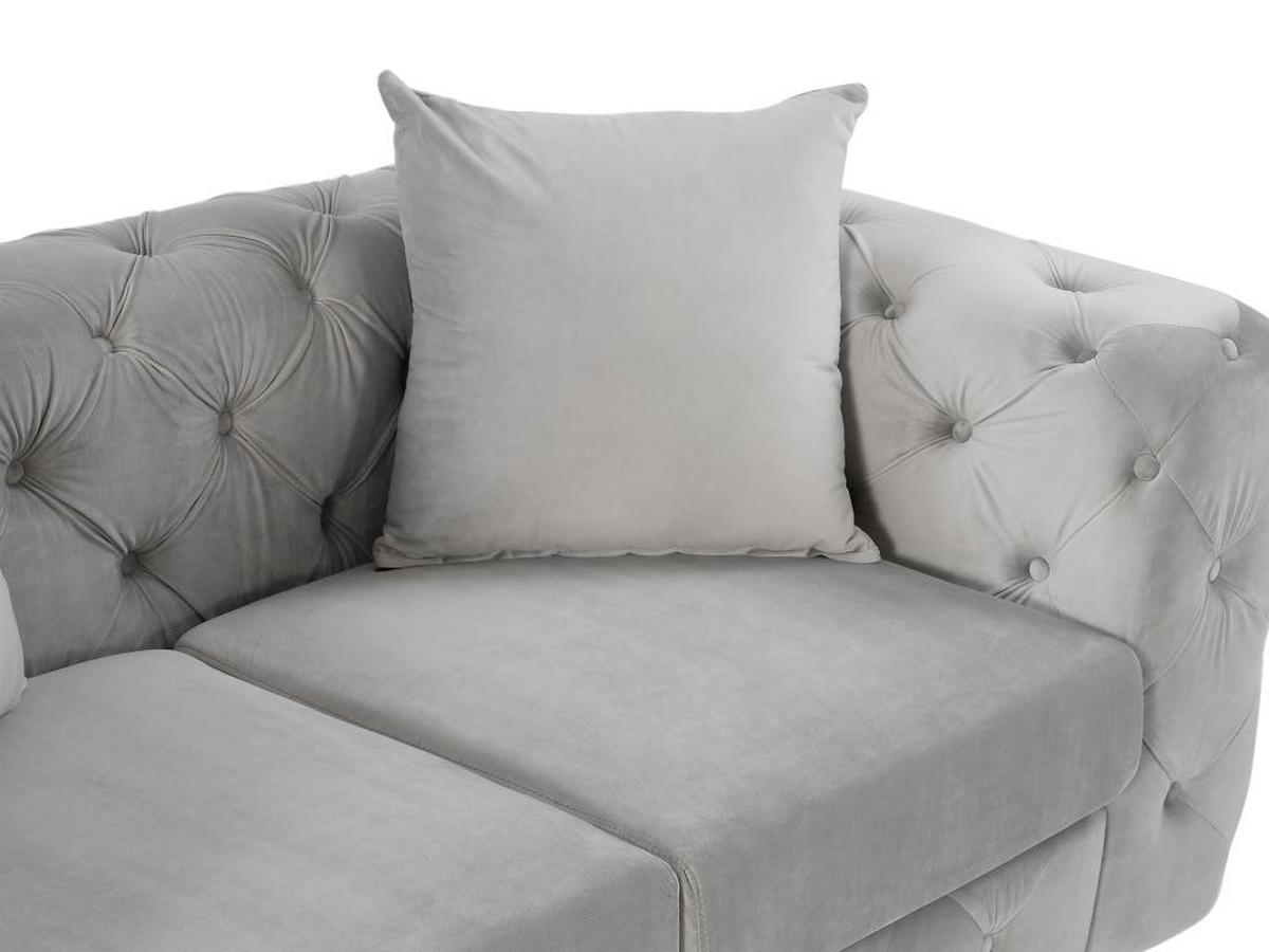 CHESTERFIELD-SOFA 2-Sitzer - Samt - Hellgrau - EDWINA - Hellgrau, Textil (91/76/162cm) - Vente-Unique