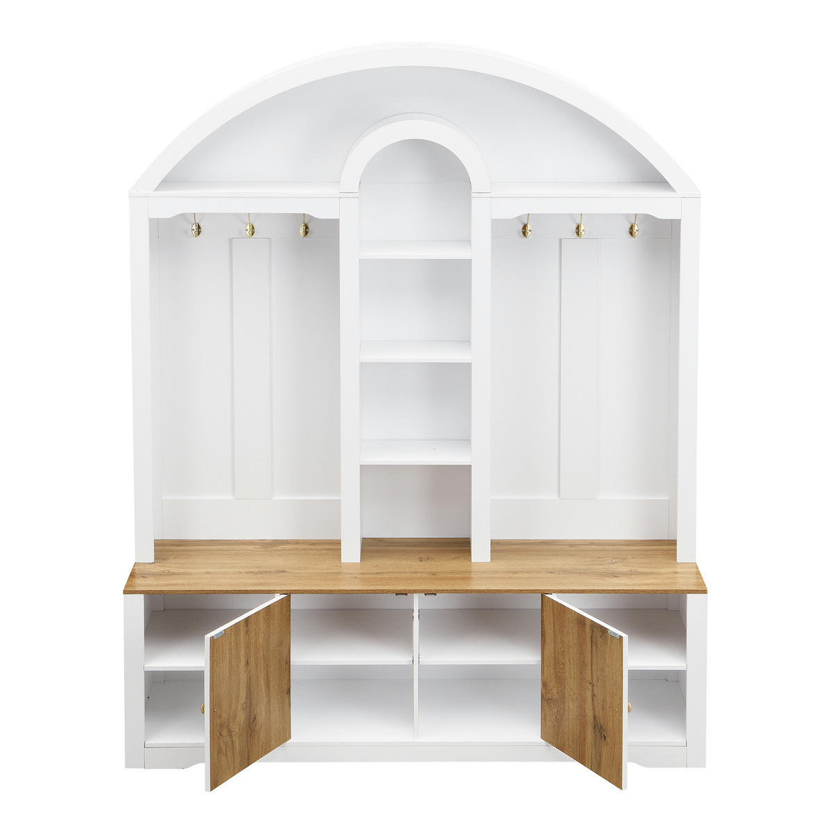 GARDEROBENSCHRANK mit Schuhregal und Haken 150 x 40 x 195 cm MDF Weiß - Weiß, Holzwerkstoff (40/195/150cm) - Beauniv