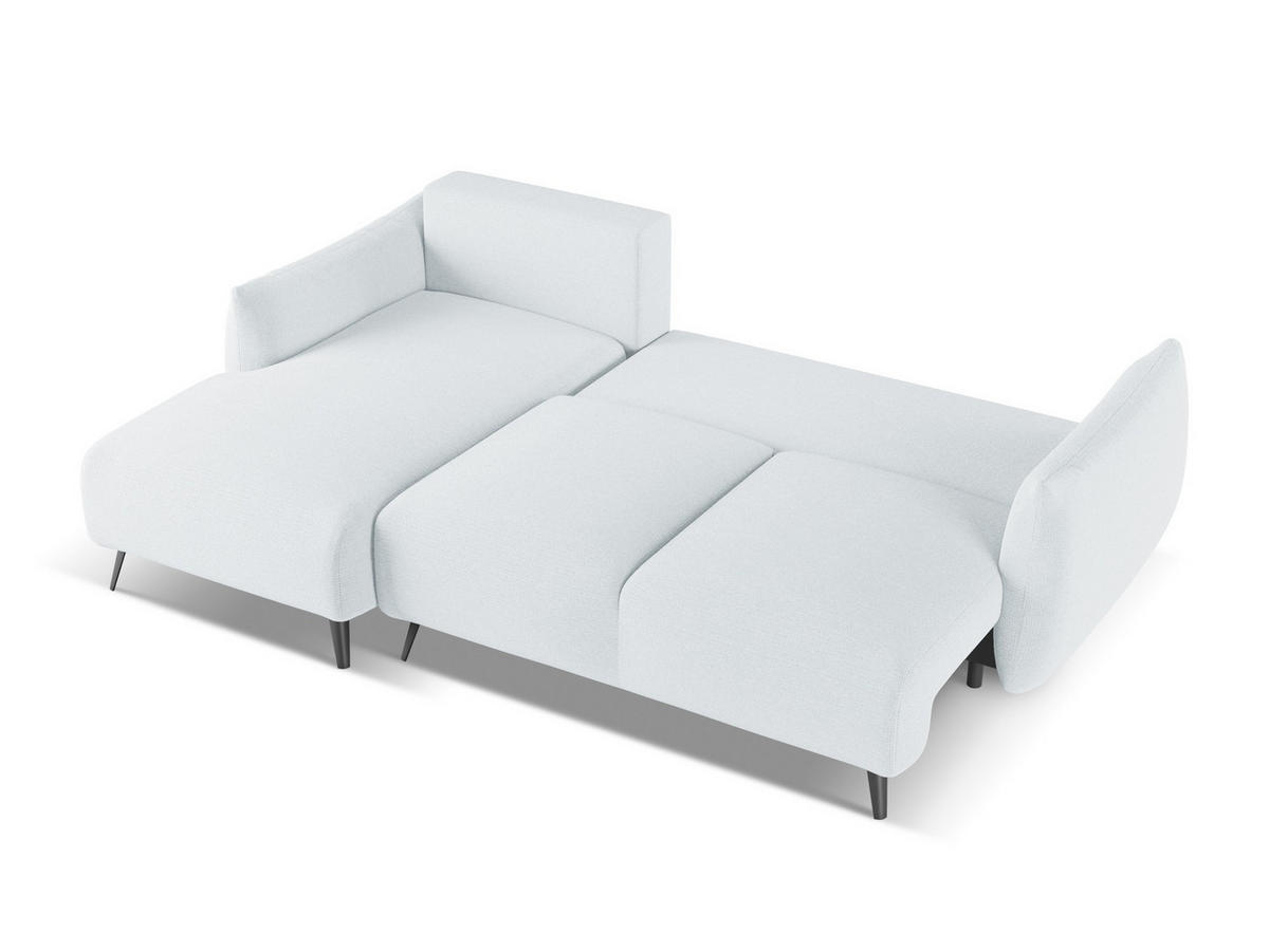 ECKSOFA mit Schlaffunktion Chenille Stoff Blau - Blau/Schwarz, Textil/Metall (162/242cm) - Makamii