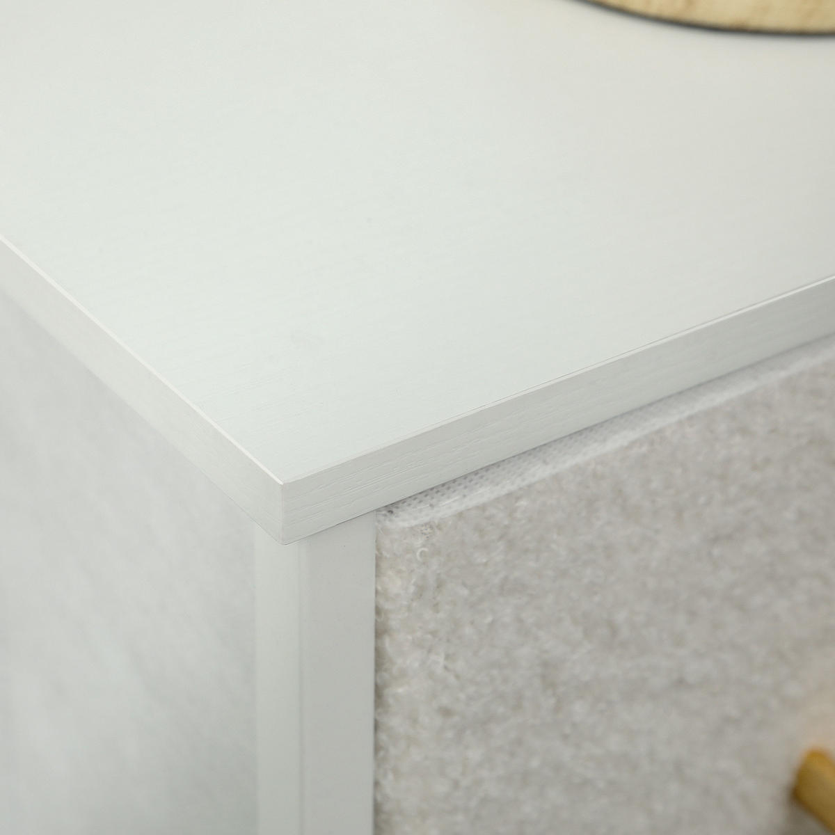 KOMMODE Sideboard mit 9 Stoffschubladen, Schubladenschrank mit Arbeitsplatte - Weiß, Karton (30/99/100cm) - HOMCOM