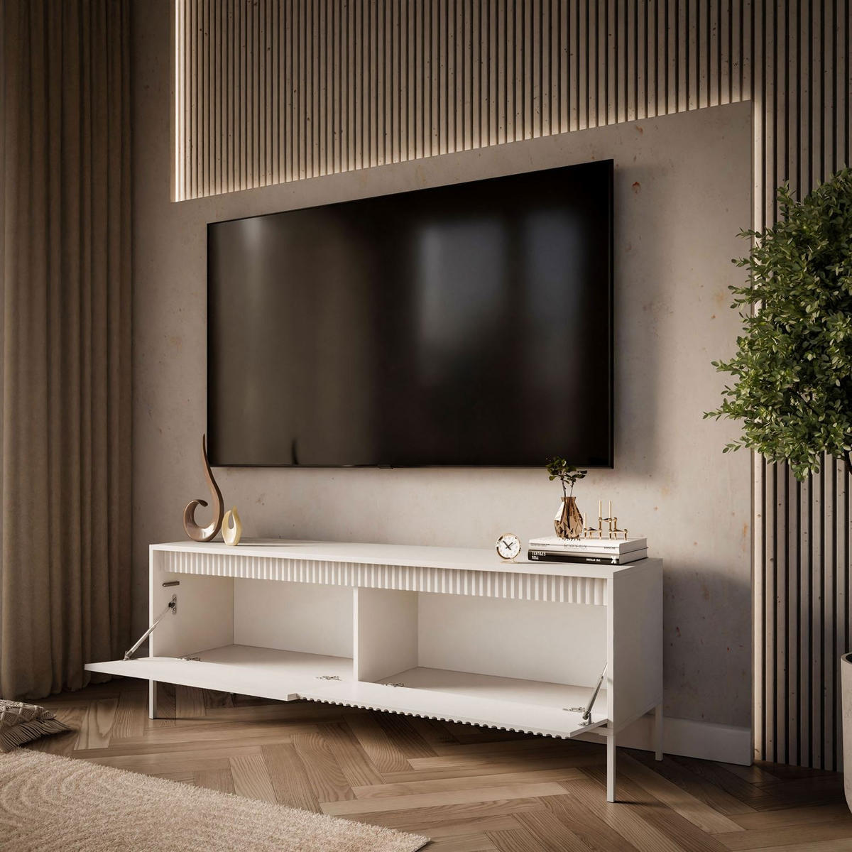 TV-ELEMENT YASUMI 153 cm beige - Beige, Holzwerkstoff (153.5/53.4/39.5cm) - Lookway