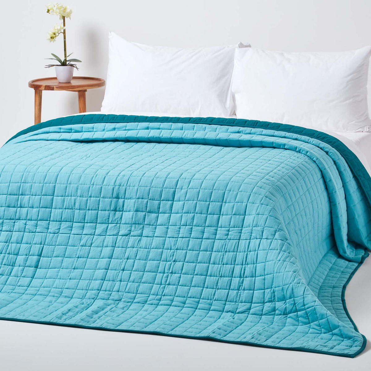 TAGESDECKE gesteppt mit Wende-Design, 150/200 cm - Petrol, Textil (150/200cm) - Homescapes