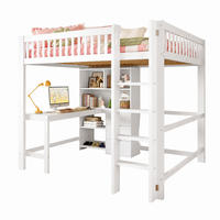 HOCHBETT 140/200 mit Schreibtisch und Schubladen in Weiß - Weiß, Holzwerkstoff (140/200cm) - EVRYAE